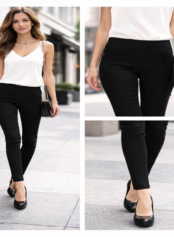 Jvini Women's Jeggings & Capris High Waist Pull-On Jean Style Stretch Skinny Capri Pants, Black, XXL - Image 2