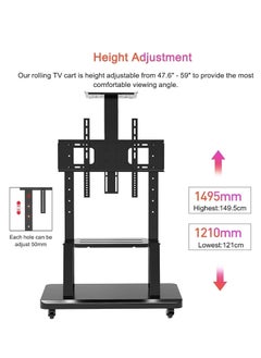 HYX Rolling TV Stand – Mobile Cart for 32-75 Inch LCD/LED TVs, Height Adjustable with Shelf, Fits VESA 600x400mm - pzsku/ZFC0FD4895D08E6C2AB38Z/45/_/1740158466/ec723ebc-137c-452e-8e73-7a55c5017aa6