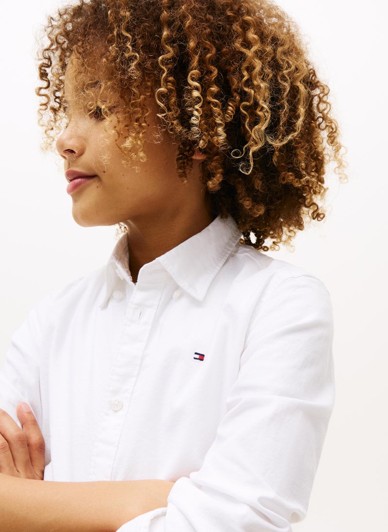 TOMMY HILFIGER Kids Stretch Oxford Shirt - Image 3