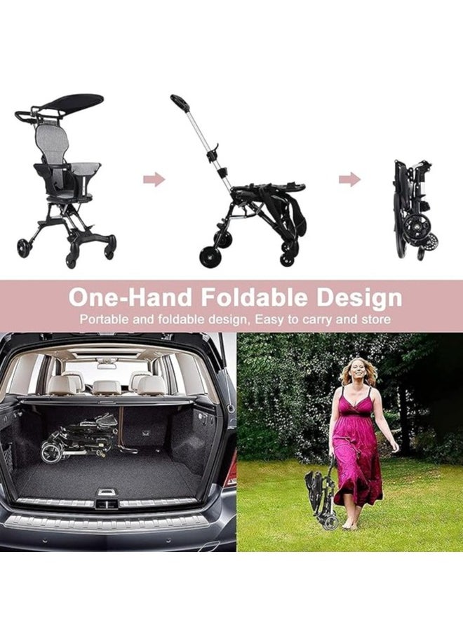 Generic ﻿ Baby Stroller for Babies and Toddlers Foldable Baby Stroller with Adjustable Handles and Awning Stroller Pushchair for Airplane, Shopping, Walking, Travel  - Image 2
