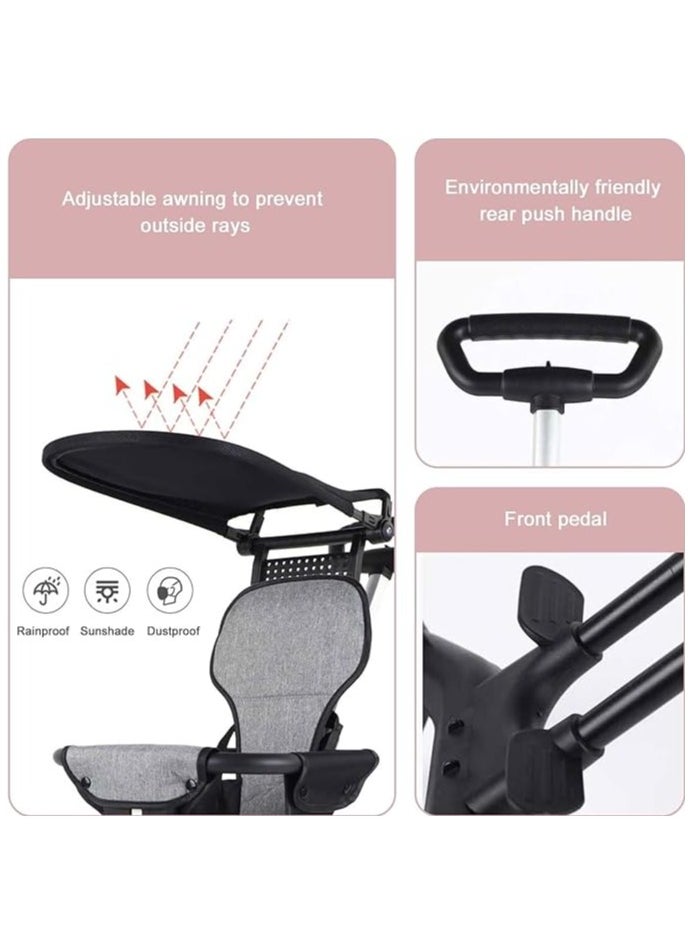 Generic ﻿ Baby Stroller for Babies and Toddlers Foldable Baby Stroller with Adjustable Handles and Awning Stroller Pushchair for Airplane, Shopping, Walking, Travel  - Image 3