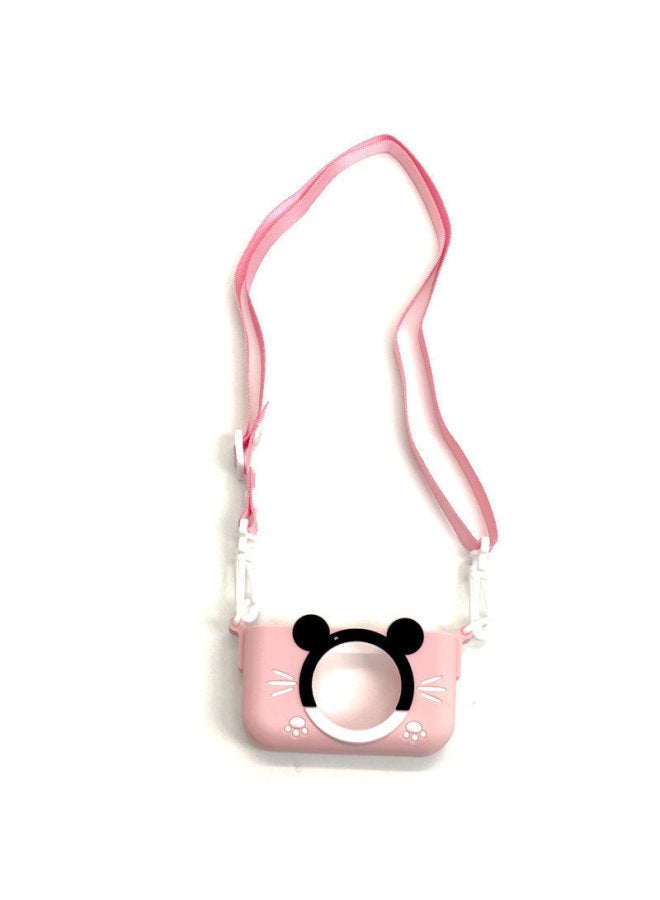 Generic Children's Camera Cartoon Protective Case Small Camera Silicone Case Anti-fall With Lanyard Mini Photo Soft Rubber Case-Color:Pink (little Bear Camera Cover + Rope) - Image 1