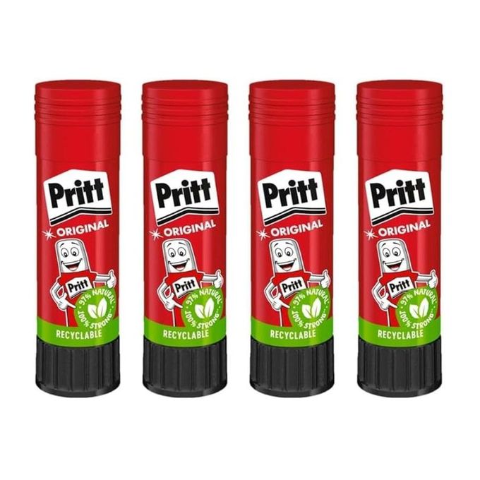 Pritt Glue Stick, Safe Kid Friendly Glue for Arts and Crafts, Strong Adhesive for School & Office Supplies, 4 x 22g Pen