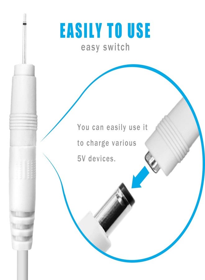 Pinkind USB to DC 5V Power Cord, Universal DC 5.5x2.1mm Charging Cable with 9 Interchangeable Connectors Adapter for Moon Lamp, Massage Wand, Router, LED Light, Mini Fan, Speaker and More Devices (White) - Image 4