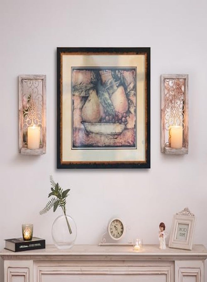 Walasis Mirrored Wall Candle Holders Decorative White - Farmhouse Wall Candle Sconce Set of 2 Washedwhite Candle Holder Wall Decor for Small Vase Tealight Pillar Candles - Image 2