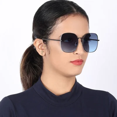 Woggles Latest & Stylish UV Protected BlueX Black Oversized Sunglasses for Women