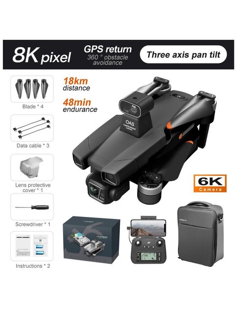 AE86 Pro Dron with Laser Obstacle Avoidance GPS Return Optical Flow Brushless Three Axis Self-stabilizing Gimbal 45mins Flight Time RC Dron Foldable Quadcopter Toy (1 Battery)