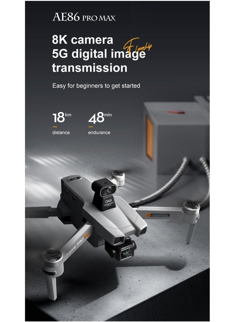 null - AE86 Pro Dron with Laser Obstacle Avoidance GPS Return Optical Flow Brushless Three Axis Self-stabilizing Gimbal 45mins Flight Time RC Dron Foldable Quadcopter Toy (1 Battery) - Image 1