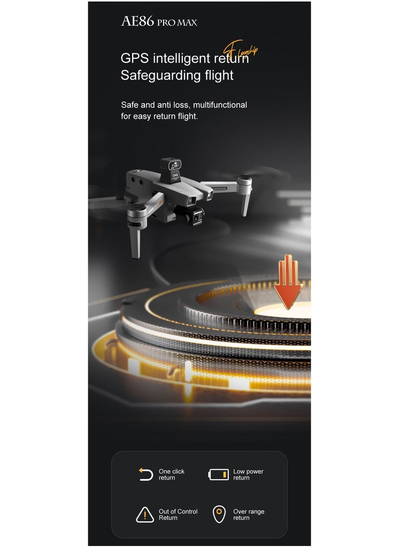 null - AE86 Pro Dron with Laser Obstacle Avoidance GPS Return Optical Flow Brushless Three Axis Self-stabilizing Gimbal 45mins Flight Time RC Dron Foldable Quadcopter Toy (1 Battery) - Image 1