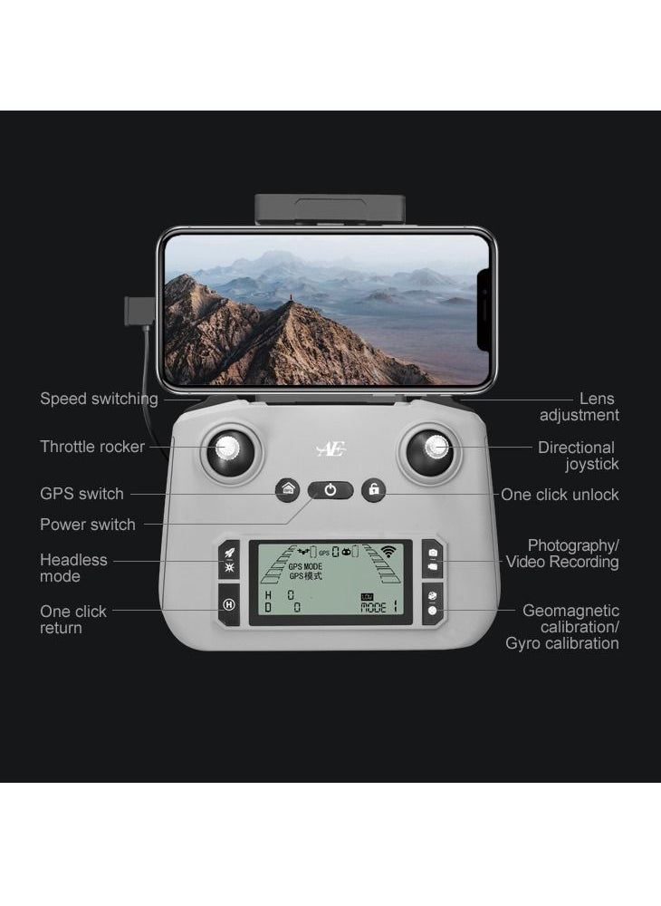 null - AE86 Pro Dron with Laser Obstacle Avoidance GPS Return Optical Flow Brushless Three Axis Self-stabilizing Gimbal 45mins Flight Time RC Dron Foldable Quadcopter Toy (1 Battery) - Image 1
