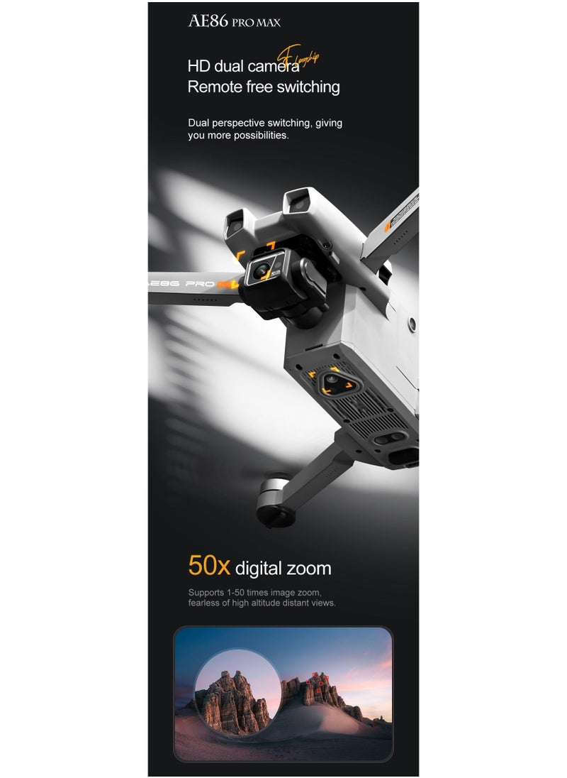 null - AE86 Pro Dron with Laser Obstacle Avoidance GPS Return Optical Flow Brushless Three Axis Self-stabilizing Gimbal 45mins Flight Time RC Dron Foldable Quadcopter Toy (1 Battery) - Image 1