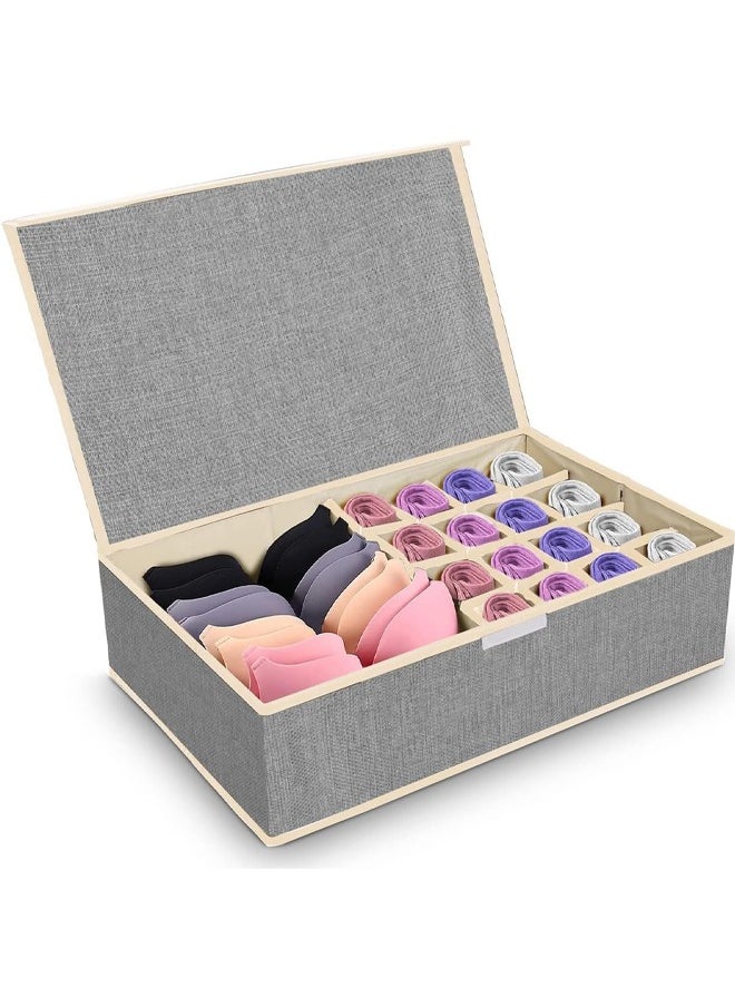 Generic - Foldable Undergarments And Socks Storage Box,17Gird Foldable Closet Storage Organizer Divider , Bra Underwear Closet Organizer,Sock Underwear Organizer,Home Closet Organizer Boxes Storage,Clothes Organizer for Clothes Bras Lingerie Socks Undies(Grey) - Image 1
