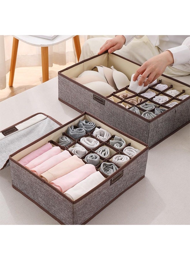 Generic - Foldable Undergarments And Socks Storage Box,17Gird Foldable Closet Storage Organizer Divider , Bra Underwear Closet Organizer,Sock Underwear Organizer,Home Closet Organizer Boxes Storage,Clothes Organizer for Clothes Bras Lingerie Socks Undies(Grey) - Image 1