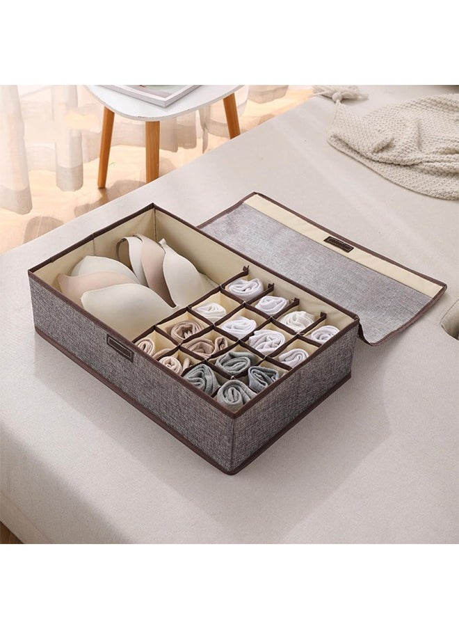 Generic - Foldable Undergarments And Socks Storage Box,17Gird Foldable Closet Storage Organizer Divider , Bra Underwear Closet Organizer,Sock Underwear Organizer,Home Closet Organizer Boxes Storage,Clothes Organizer for Clothes Bras Lingerie Socks Undies(Grey) - Image 1