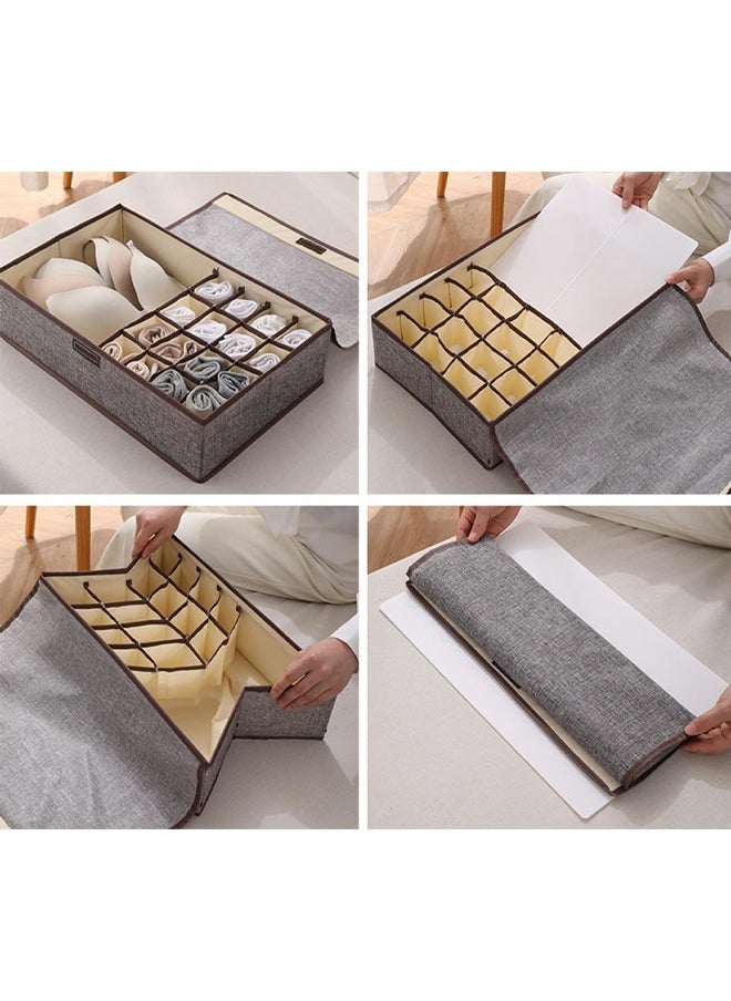 Generic - Foldable Undergarments And Socks Storage Box,17Gird Foldable Closet Storage Organizer Divider , Bra Underwear Closet Organizer,Sock Underwear Organizer,Home Closet Organizer Boxes Storage,Clothes Organizer for Clothes Bras Lingerie Socks Undies(Grey) - Image 1