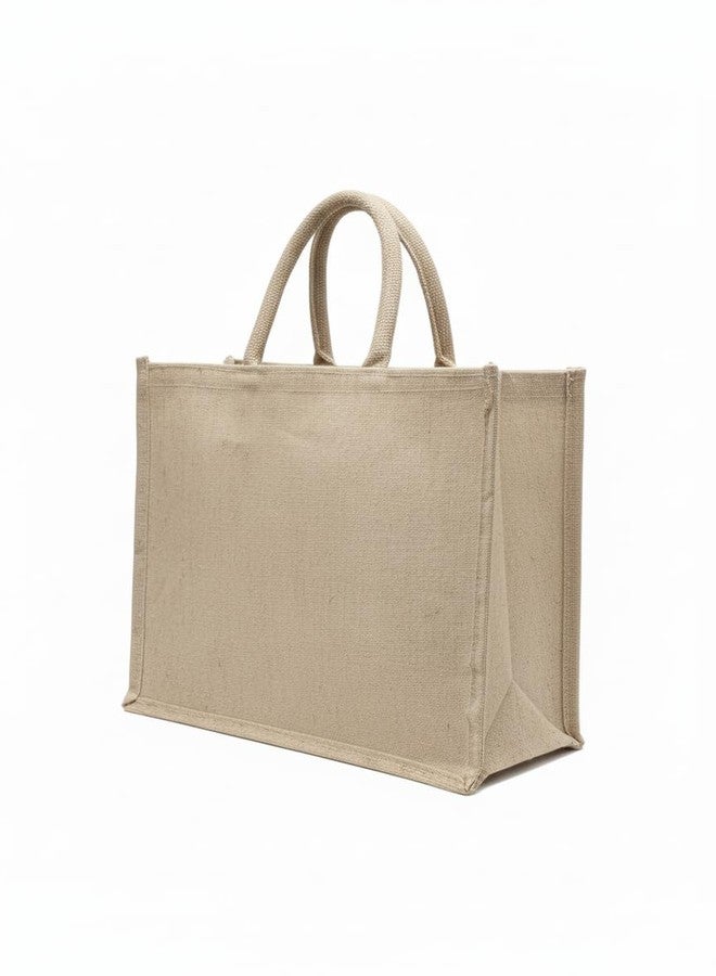Handmakers Banana Fiber Natural Beige Gift Bags (12x15x5 inch) (Pack of 10) with Zipper for Room Hampers Gift Bags - Image 3