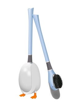 Diving Duck Toilet Brush Wall Mounted Flexible Flexers Deep Clean To Corner And Holder Long Handled Blue