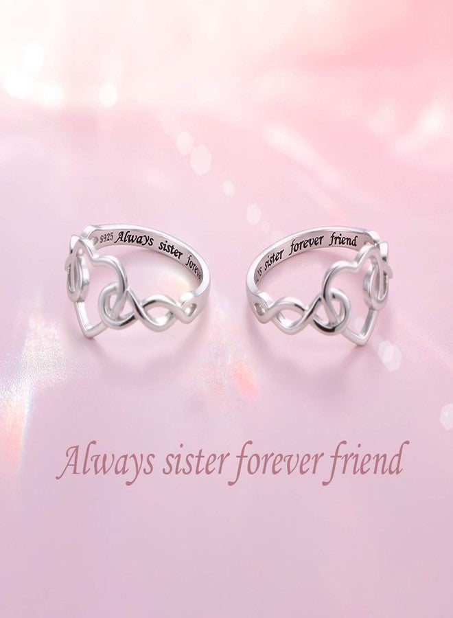 Yearace Sterling Silver Engraved Always Sister Forever Friend Infinity Love Knot Ring Gift for Women, Size 8 - Image 3