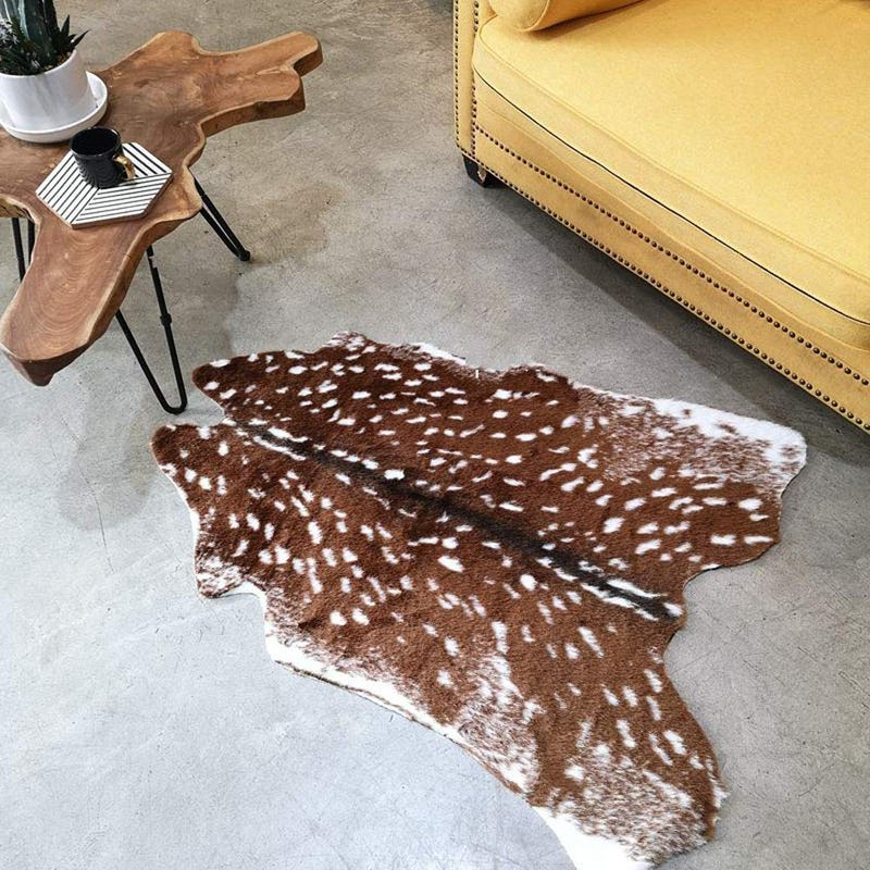 Seek4comfortable Faux Cowhide Area Rug  Sika Deer Printed Hide Rug Animal Print Rug Faux Fur Area Rugs Carpet for Home Office Livingroom Bedroom - Image 4