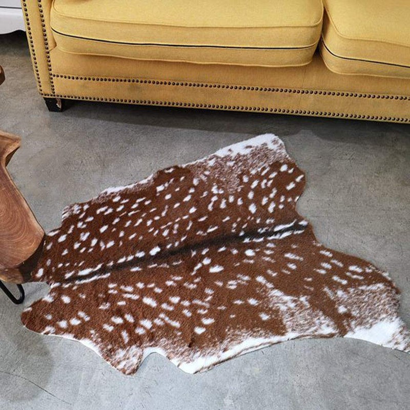 Seek4comfortable Faux Cowhide Area Rug  Sika Deer Printed Hide Rug Animal Print Rug Faux Fur Area Rugs Carpet for Home Office Livingroom Bedroom - Image 3