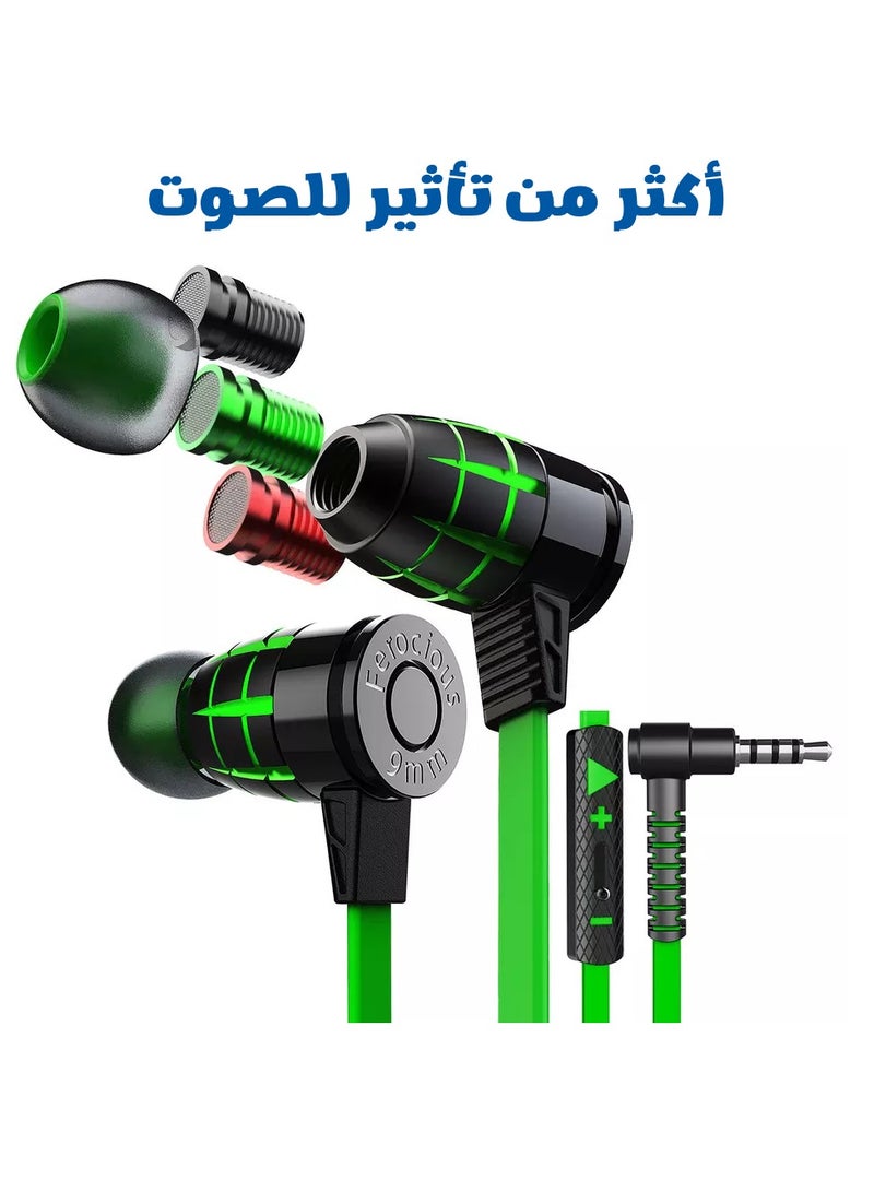 Plextone G25 Wired Gaming Earphones with Microphone, Game Tuner, Stereo Bass and Hi-Res Sound, Support All Devices (Green) - Image 2