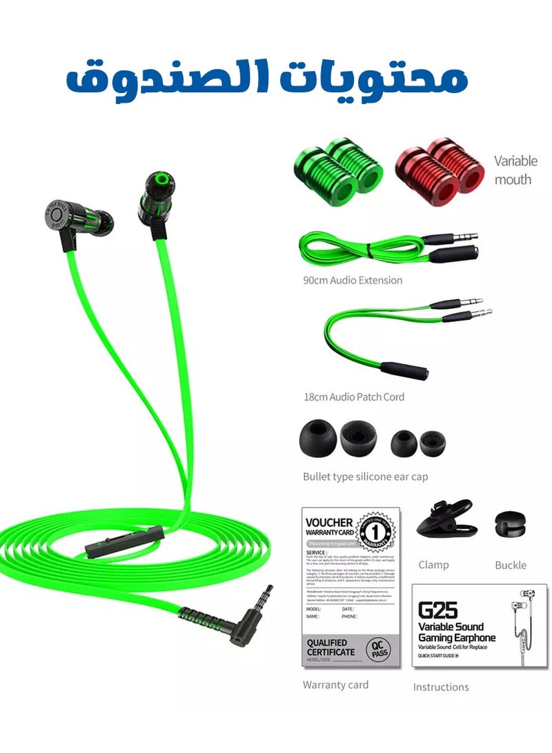 Plextone G25 Wired Gaming Earphones with Microphone, Game Tuner, Stereo Bass and Hi-Res Sound, Support All Devices (Green) - Image 3