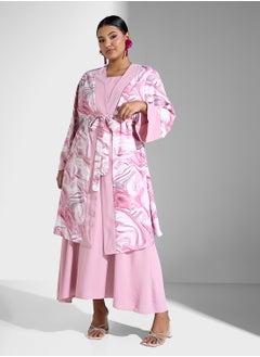 Khizana Plus Size Printed Kimono & Skirt Set  - Image 1
