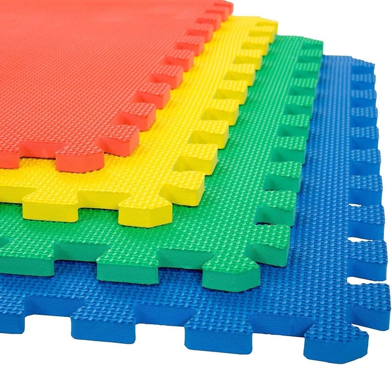 EASY HOME Multicolor Play Mat for Kids, Baby Interlocking Playmat for Crawling and Playing - Protective Interlocking Floor Tile for Kids Play Room- 60x60cm - 12mm Thickness (Pack of 8-32 Sq Ft Area) - Image 1