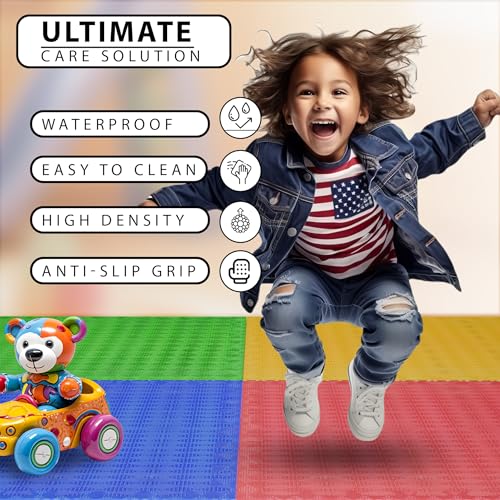 EASY HOME Multicolor Play Mat for Kids, Baby Interlocking Playmat for Crawling and Playing - Protective Interlocking Floor Tile for Kids Play Room- 60x60cm - 12mm Thickness (Pack of 8-32 Sq Ft Area) - Image 2