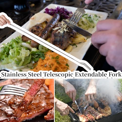 YOSOO 5Pcs Extendable Forks, Stainless Steel BBQ Telescopic Forks 8.7-25.4Inch Dessert Long Handle Fork Cutlery Barbecue Telescopic Toasting Dinner Fruit Dessert Cutlery - Image 5