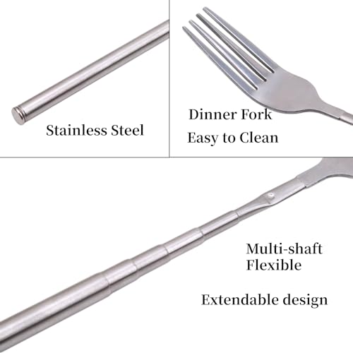 YOSOO 5Pcs Extendable Forks, Stainless Steel BBQ Telescopic Forks 8.7-25.4Inch Dessert Long Handle Fork Cutlery Barbecue Telescopic Toasting Dinner Fruit Dessert Cutlery - Image 3