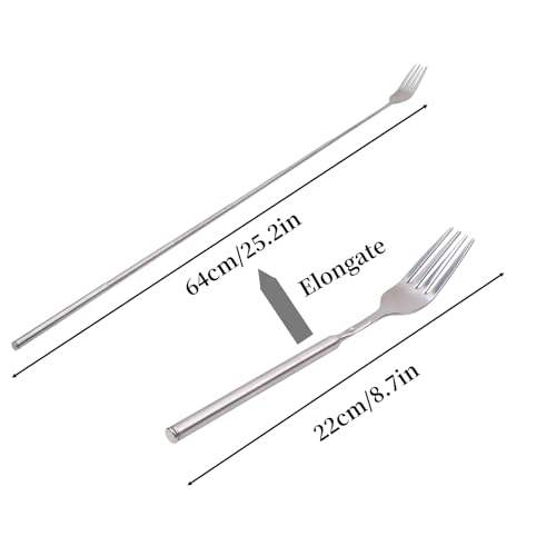 YOSOO 5Pcs Extendable Forks, Stainless Steel BBQ Telescopic Forks 8.7-25.4Inch Dessert Long Handle Fork Cutlery Barbecue Telescopic Toasting Dinner Fruit Dessert Cutlery - Image 2