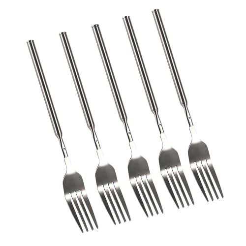 YOSOO 5Pcs Extendable Forks, Stainless Steel BBQ Telescopic Forks 8.7-25.4Inch Dessert Long Handle Fork Cutlery Barbecue Telescopic Toasting Dinner Fruit Dessert Cutlery - Image 1