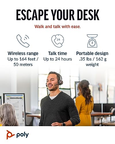 Poly Voyager 4320 UC Wireless Headset, Bluetooth Headphones with Mic - Noise-Canceling Boom Mic - Connect to PC via USB-C to USB-A Adapter, Cell Phone via Bluetooth - Microsoft Teams Certified - Image 5