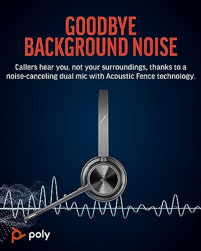 Poly Voyager 4320 UC Wireless Headset, Bluetooth Headphones with Mic - Noise-Canceling Boom Mic - Connect to PC via USB-C to USB-A Adapter, Cell Phone via Bluetooth - Microsoft Teams Certified - Image 4