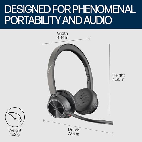 Poly Voyager 4320 UC Wireless Headset, Bluetooth Headphones with Mic - Noise-Canceling Boom Mic - Connect to PC via USB-C to USB-A Adapter, Cell Phone via Bluetooth - Microsoft Teams Certified - Image 3
