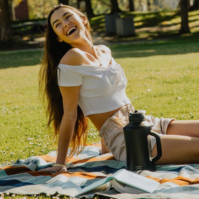 BOTTLE BOTTLE Insulated Water Bottle 64 oz with Straw and Dual-use Lid Half Gallon Jug for Men with Handle Vacuum Stainless Steel water bottle for Workout and Sports black - Image 2