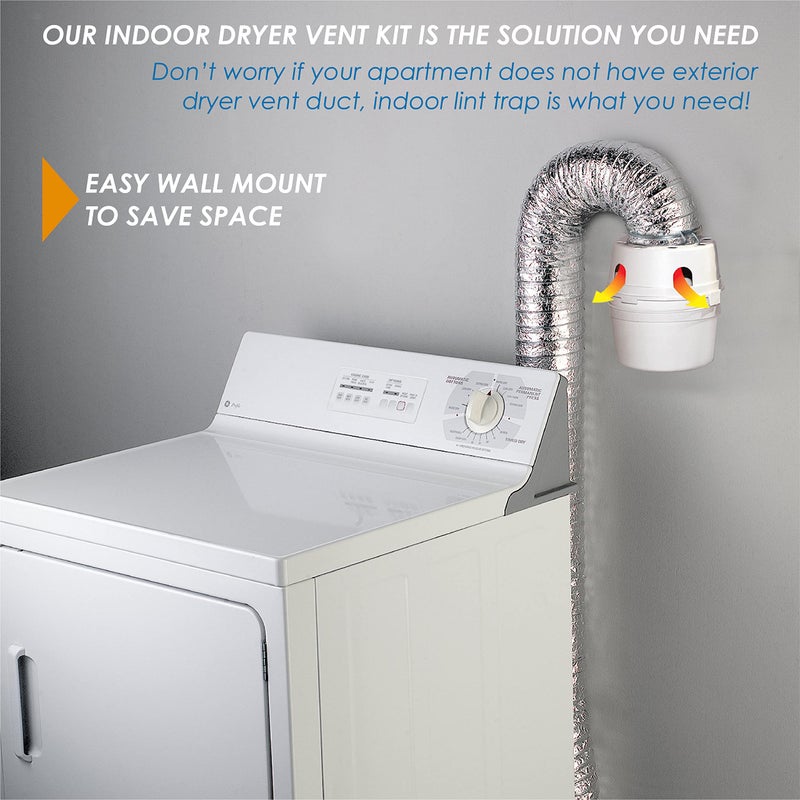 Raven Indoor Dryer Vent Kit with Lint Trap Bucket and 4 feet Flexible Aluminum Foil Duct - Image 2