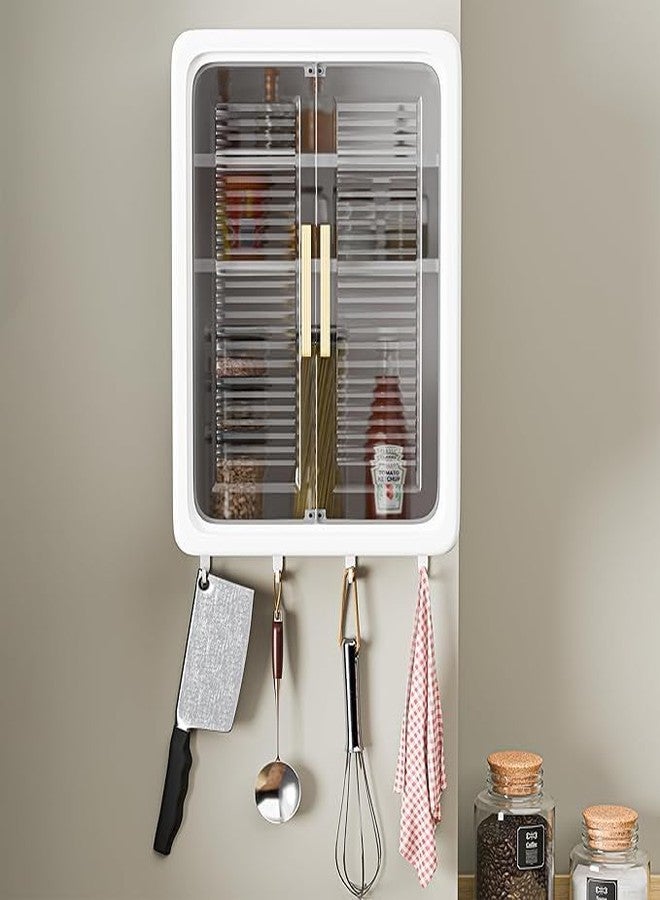 DOZERA Wall Mounted Storage Cabinet for Kitchen & Bathroom with Doors Multipurpose Kitchen Spice Rack Storage Racks Space Saving 3 Layer Self-Adhesive No-Drill Organiser for Makeup, Skincare - Image 1