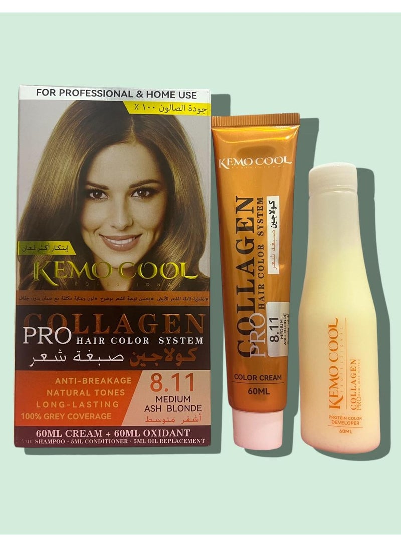 كيمو كول صبغة شعر كولاجين  اشقر متوسط الحجم  60+60+5+5+5 جودة عالية  100% - Image 2