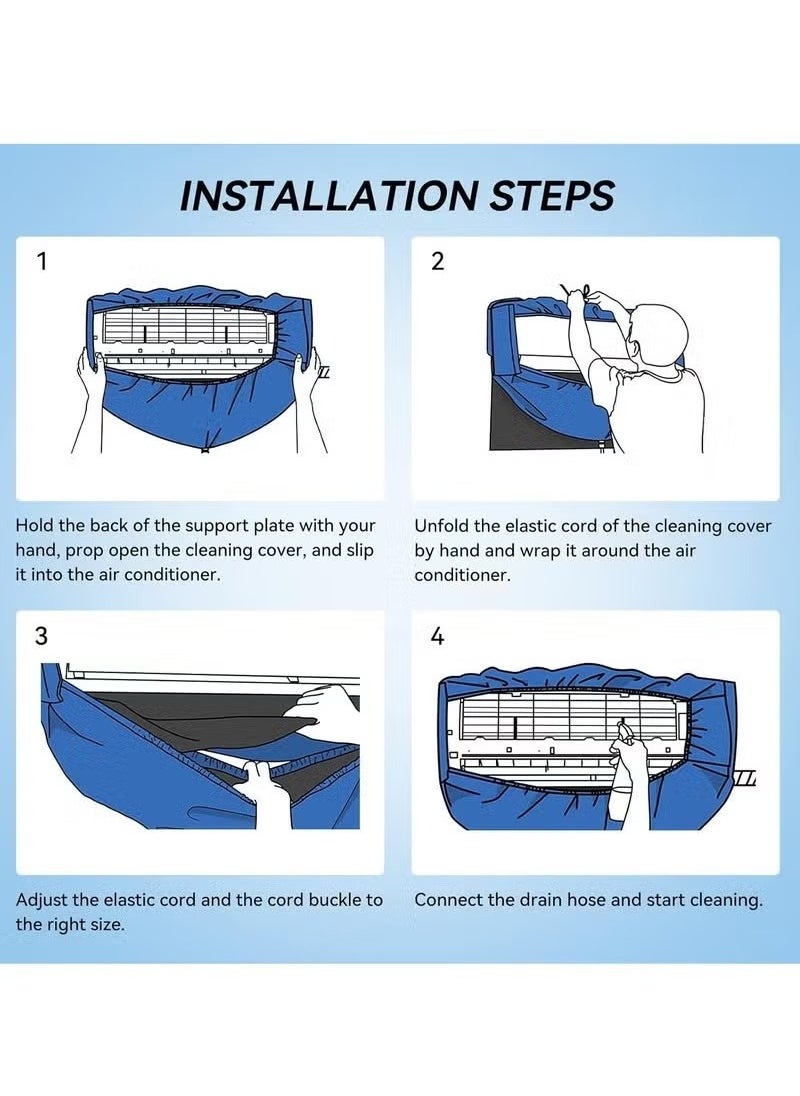 Air Conditioner Cleaning Cover Dust Washing Bag for large size 2P-3P Wall Mounted AC Service with pipe