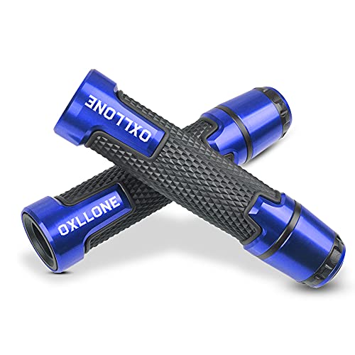 OXLLONE 22MM 7/8'' Universal Motorcycle Handlebar Grips With Grip Ends Compatible with GSXR GSX-R 125 250 300 600 750 1000 (Blue) - Image 1