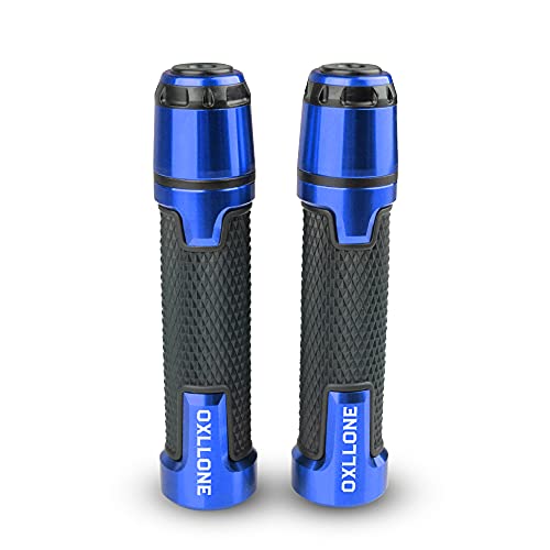 OXLLONE 22MM 7/8'' Universal Motorcycle Handlebar Grips With Grip Ends Compatible with GSXR GSX-R 125 250 300 600 750 1000 (Blue) - Image 2