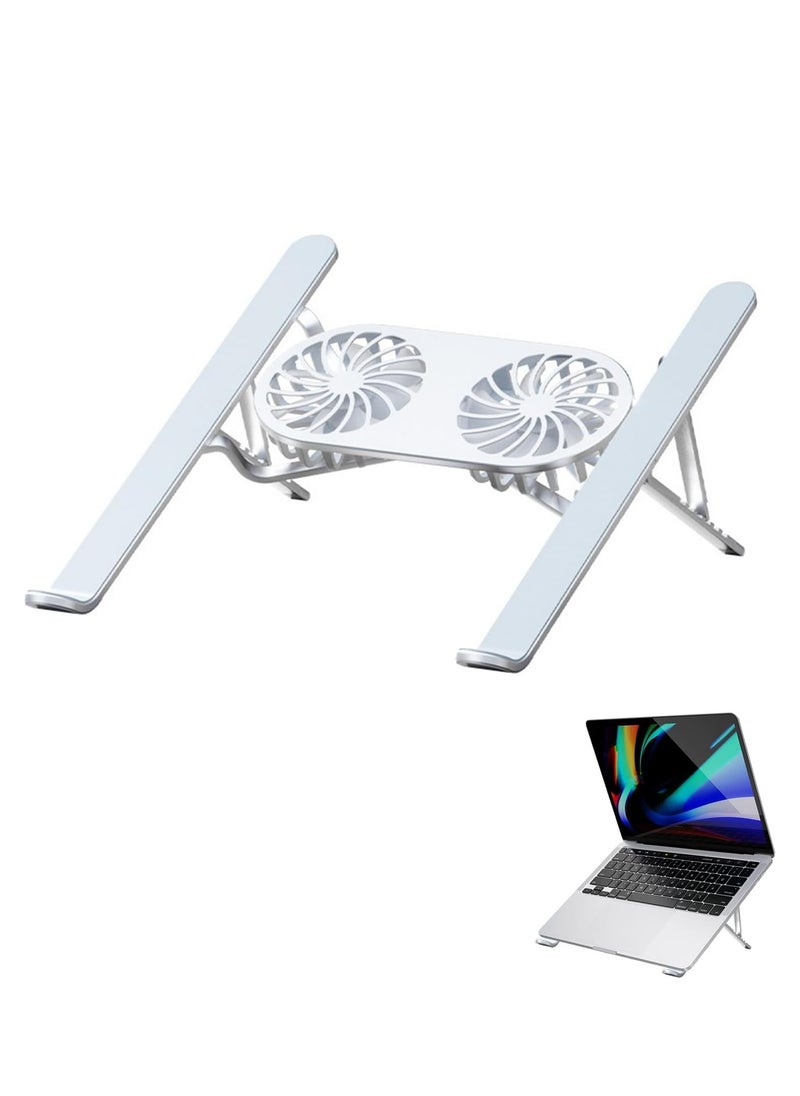Generic Foldable Laptop Stand with Laptop Cooling Pad, Foldable Laptop Stand, Laptop Cooling System Holder with 2 Silent Fans, Adjustable Height, LED Lights, for 10-15.6 Inch Laptops  - Image 1