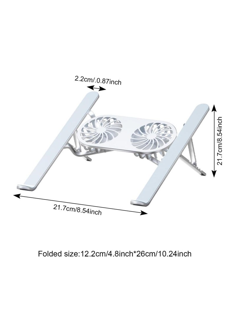Generic Foldable Laptop Stand with Laptop Cooling Pad, Foldable Laptop Stand, Laptop Cooling System Holder with 2 Silent Fans, Adjustable Height, LED Lights, for 10-15.6 Inch Laptops  - Image 2