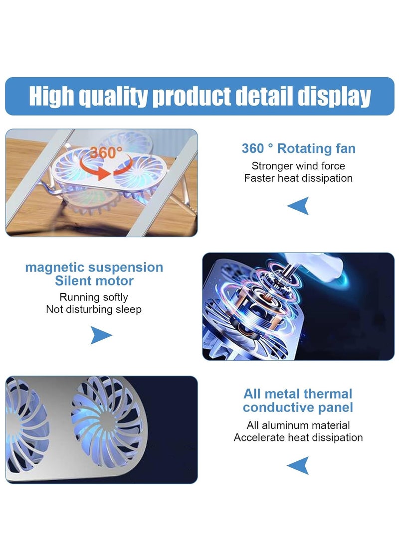 Generic Foldable Laptop Stand with Laptop Cooling Pad, Foldable Laptop Stand, Laptop Cooling System Holder with 2 Silent Fans, Adjustable Height, LED Lights, for 10-15.6 Inch Laptops  - Image 3