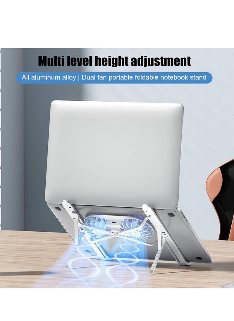 Generic Foldable Laptop Stand with Laptop Cooling Pad, Foldable Laptop Stand, Laptop Cooling System Holder with 2 Silent Fans, Adjustable Height, LED Lights, for 10-15.6 Inch Laptops  - Image 4