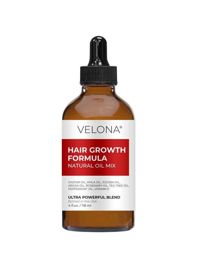 velona Hair Growth Formula - 4 oz | Castor, Amla, Jojoba, Argan, Rosemary, Peppermint, Tea Tree Oils, Vitamin E | Natural Mix with Organic Carrier and Essential Oils - Image 1