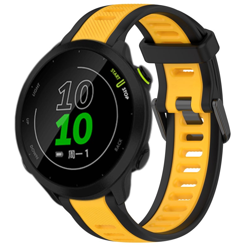 S-TOP For Garmin Forerunner 158 20mm Two Color Textured Silicone Watch Band(Yellow+Black) - Image 1