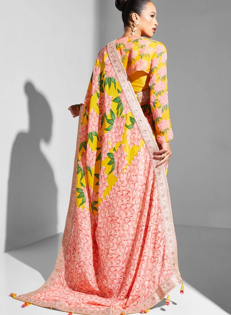 masaba Floral Print Saree